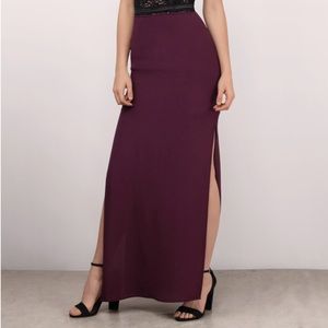 NWT Tobi wine maxi skirt with side slits